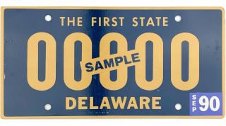 99 Cent 1990 Delaware Sample License Plate