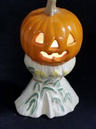 Ceramic Pumpkin Jack O Lantern Votive Tealight Holder Halloween Fall Decoration