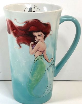 Disney Store Art Of Ariel Designer Coffee Mug Aqua And White The Little Mermaid