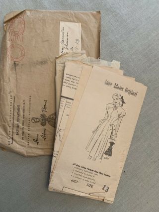 Vintage 40s Or 50s Anne Adams Keyhole Dress Pattern Size 13 Bust 31