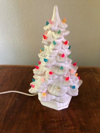 Vintage Ceramic Light Up White Christmas Tree Lh