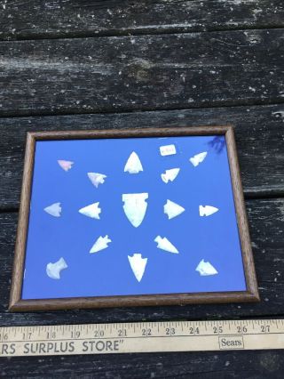Vintage Or Antique Willow Arrowhead In Display Frame Arrowheads