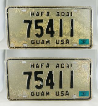 1982 Guam Passenger License Plate Pair -