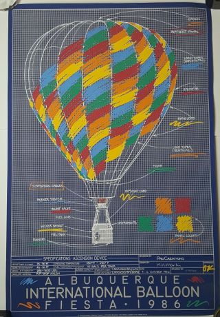 Vintage Albuquerque International Balloon Fiesta 1986 Poster Art