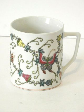 Chinese Coffee Mug Colorful Lotus Flower Butterfly Design 2