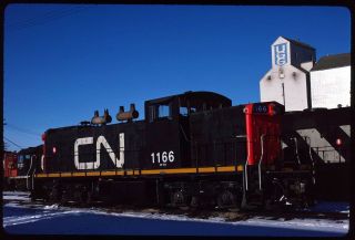 Rail Slide - Cn Cnr Canadian National 1166 Prince Albert Sk 12 - 27 - 1986