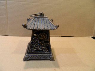 Cast Iron Incense Burner Pagoda Shape Open Work Flowers 2