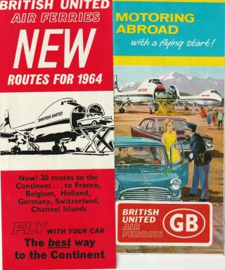 2 British United Air Ferries Buaf Airline Brochures