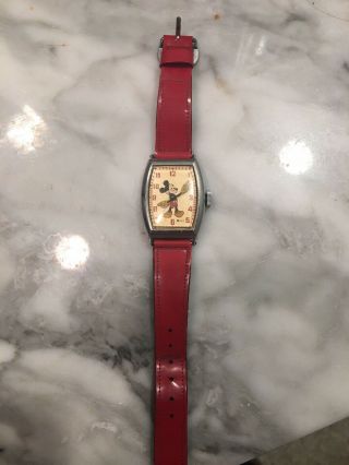Us Time 4740 Wind - Up Mickey Mouse Disney Wrist Watch 1940s Not