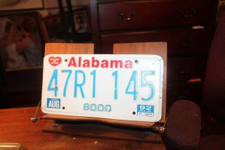 1992 Alabama License Plate 47r1 145 Heart Of Dixie