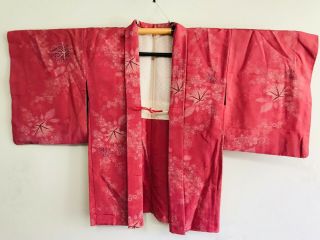 Vintage Hot Pink Color Haori Decorated With Flowers 622