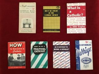 Vintage Catholic Pamphlets - What Is A Catholic,  How To Become A Catholic,  Etc