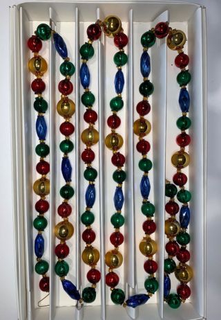 Multicolored Glass Bead Christmas Garland 6 Ft From The Czech Republic