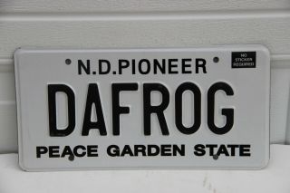 North Dakota License Plate Nd Pioneer Personalized Vanity Dafrog The Frog