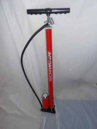 Vintage " Schwinn Airdriver 2000 " Red Bike Bicycle Air Pump With Guage