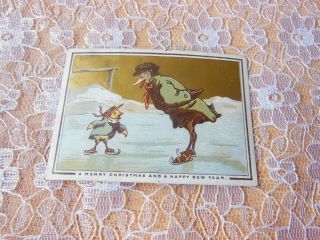 Victorian Christmas Card/de La Rue/anthropomorphic Ducks On Ice/no.  236