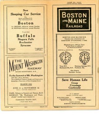 Boston & Maine Railroad,  System Passenger Time Table,  June 25,  1923 - 55 Pages