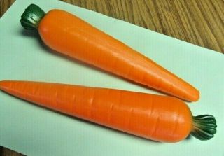 Two (2) Vintage Easter / Snowman Nose Plastic Blowmold Carrot 11 1/2 "