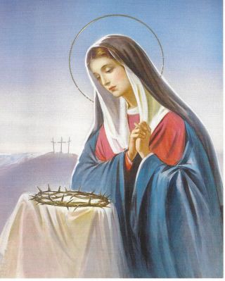 Catholic Print Picture Our Lady Of Sorrows Mary W/ Jesus 