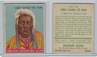 R73 Goudey,  Indian Gum,  Series 48,  1933,  158 Hee - Ohks - Te - Kin