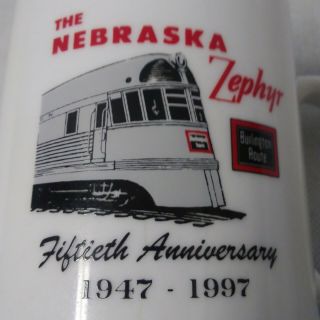 The Nebraska Zephyr Burlington Railroad Route Coffee Mug Cup 50th Anniversary