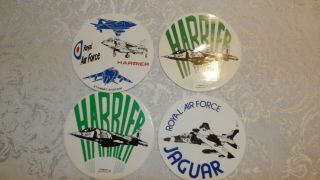 4 Vintage Aviation Stickers: Harrier,  Jaguar,  Royal Air Force - Raf