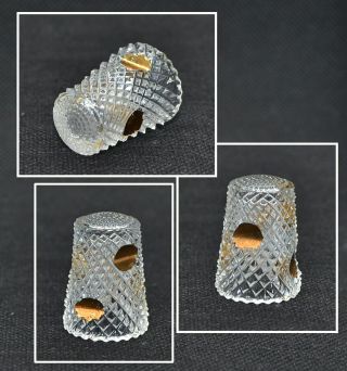 Ullman Glass Crystal Hand Painted Thimble - Gold Wheels