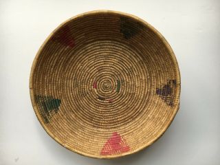 Large Vintage 12.  75 " Diameter Handwoven Coil Basket Bowl Tribal Native African?
