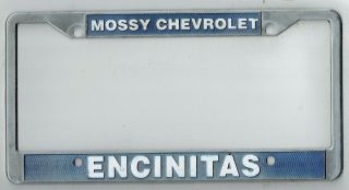 Rare Encinitas California Mossy Chevrolet Gm Vintage License Plate Frame