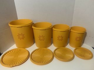 Vintage Tupperware Goldenrod Servalier Canister Set Yellow Orange