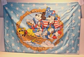 2 Vintage Walt Disney Goofy Mickey Minnie Mouse Donald Cotton Pillowcases 1776