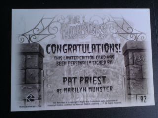 The Munsters A3 Rare PAT PRIEST AS MARILYN Autographed Trading Card 2005,  VGC. 2