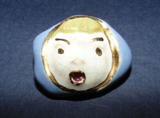 Vintage Studio Girls Face Ceramic/pottery Button 313