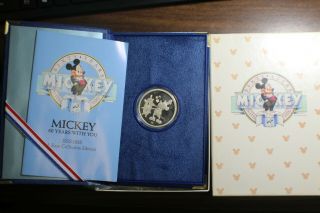 1988 Mickey Mouse In Tuxedo 60 Years With You 1 Oz.  999 Silver Proof Coin 97