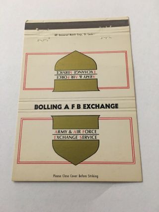 Vintage Matchbook Cover Matchcover Us Army Bolling Afb Exchange