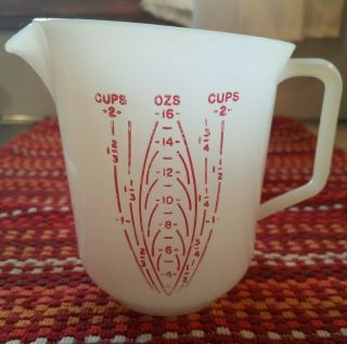 Vintage Tupperware 2 Cup/16oz Measuring Cup 134 Small Pitcher Sheer Red Letters