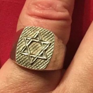 925 Sterling Silver Mens Star Of David Ring - Sixe 10 1/2 — - 8.  5 Grams