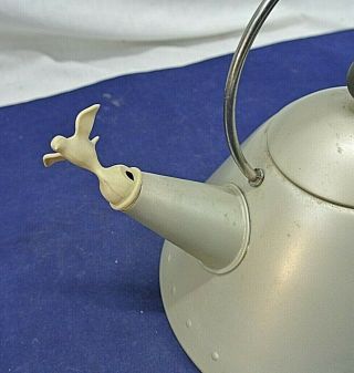 Vintage Alessi Whistling Tea Kettle,  Matte Finish,  Made In Italy,  Bird Whistle