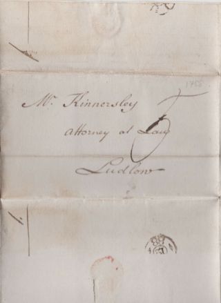 1788 English Date - Stamp On Letter By William Richards To Mr Kinnersley At Ludlow