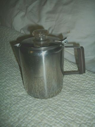 Vintage 3 Cup Stainless Steel 18/8 Percolator Coffee Pot Maker Stove Top Camping