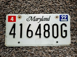 Gr8 1999 Maryland License Plate Tag Number 416480g Vintage Md