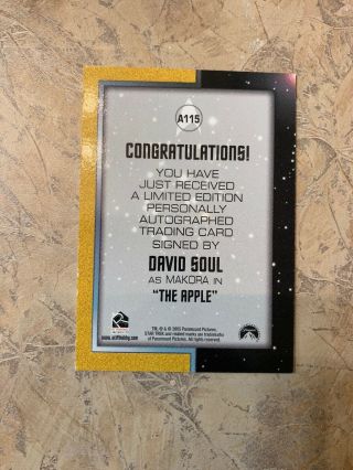 A115 David Soul autograph auto card Star Trek TOS 40th anniv.  Starsky and Hutch 2