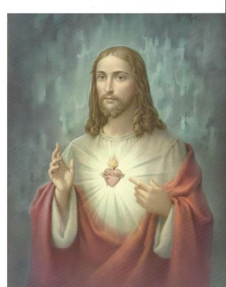 Catholic Print Picture Sacred Heart Of Jesus 8x10 " Ready To Be Framed