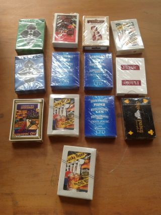 13 Vintage Playing Cards Decks Travel Bar Alcohol Liquor Advertising Collectible
