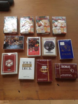 12 Vintage Playing Cards Decks Travel Bar Alcohol Liquor Advertising Collectible