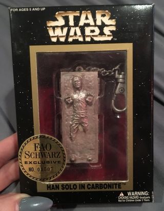 Star Wars Fao Schwarz Exclusive Han Solo In Carbonite Nib Key Chain