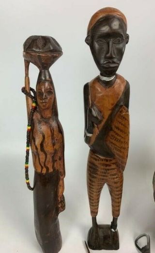 Hand Carved Wooden Tribal Couple Sculpture