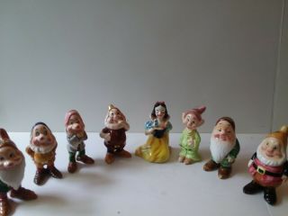 Snow White And The Seven Dwarfs Ceramic Figurines By Walt Disney/enesco 1960 