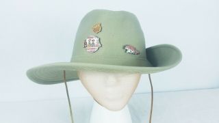 Vintage Walt Disney World Collectible Safari Hat With Wilderness Lodge Pins Xl