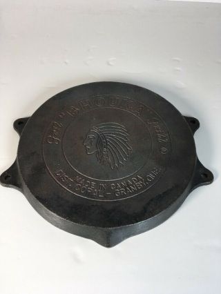 Bhouka Cast Iron Stove Lid Grill Coral Canada Native Indien Chief Head Vintage